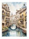 Eski Binalar Ve Nehir Manzarası Art Mdf Poster 50cmX 70cm