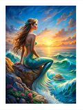 Yeşil Deniz Kızı Art Mdf Poster 50cmX 70cm