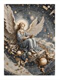 Melek Ve Yıldız Haritası Mdf poster 18cm X 27cm