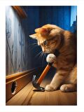 Fare Avcısı Kedi Desenli Mdf Tablo 50cmX 70cm
