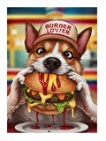 Hamburger Yiyen Köpek Mdf poster 18cm X 27cm