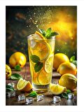 Limonlar Ve Naneler Hediyelik Ahşap Tablo 18cm X 27cm