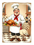 Neşeli Aşçı Figürü Dekoratif ahşap Tablo