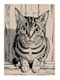 Çizim Kedi Portresi Desenli Mdf Tablo