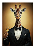 Smokinli Zürafa Art Mdf Poster