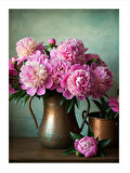 Pembe Çiçek Vazo Mdf poster