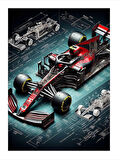 Formula 1 Çizimi Dekoratif ahşap Tablo