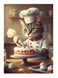 Pastacı Kedi Şef Art Mdf Tablo