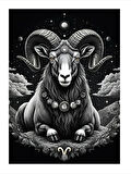 Koç Burcu Çizimi Art Mdf Tablo