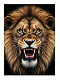 Kükreyen Aslan Portresi Art Mdf Poster