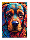 Renkli Köpek Portresi Tasarım Ahşap Tablo