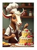 Pastacı Keçi Şef Modern Mdf Tablo