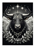Boğa Burcu Çizimi Hediyelik Mdf Tablo