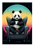 Koltuğunda Oturan Panda Art Mdf Tablo