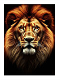 Gerçekçi Aslan Portresi Modern Ahşap Tablo