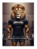 Ağırlık Kaldıran Aslan Mdf poster