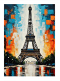 Su Yansımalarında Eyfel Kulesi Modern Ahşap Tablo
