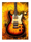 Turuncu Elektro Gitar Tasviri Mdf poster
