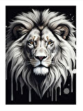 Damlayan Beyaz Aslan Portresi Art Mdf Poster