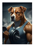 Kaslı Ağırlık Kaldıran Köpek Mdf poster