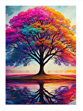 Renkli Yansıyan Ağaç Mdf poster