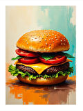 Büyük Boyutlu Burger Dekoratif ahşap Tablo