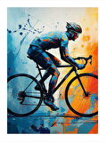 Bisiklet Süren Sporcu Desenli Ahşap Tablo