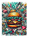 Hamburger Sanat Patlaması Art Mdf Tablo