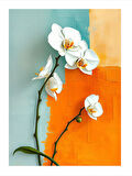 Beyaz Orkide Güzelliği Tasarım Ahşap Tablo