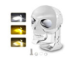 Motosiklet Led Sis Lambası Skull 3 Modlu Silver