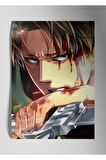 Metal Baskı Parlak Duvar Tablosu - Levi Ackerman Anime