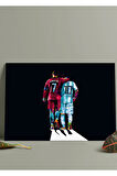 Metal Baskı Parlak Duvar Tablosu - Ronaldo Messi