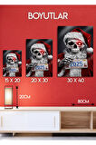 Happy New Year, Mutlu Yıllar Kurukafa Noel - Metal Tablo