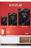 Siyah Aslan Lion - Metal Duvar Tablosu