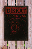 Dikkat Köpek Var - Uyarı Levhası, Tablo, Metal Paslanmaz Baskı