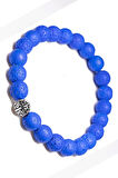 Sertifikalı Volkanik Mavi Lav Taşı Bileklik - Gümüş Aparatlı
