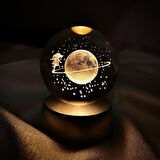 Yürüyen Kız Temalı Satürn Işıklı Cam Küre Cap 6 Cm Kod 57