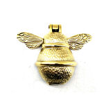 Antika Tarz Dekoratif Pirinç Arı Kapı Tokmağı, Taktak - Küçük,123x150mm, Sarı