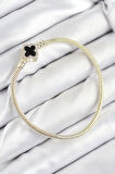 Pirinç Charm Zirkon Taşlı Yonca Model Gold Renk Kadın Bileklik - TJ-BB7806