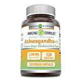 Ashwagandha Supplement | Contains Turmeric, Ginger, Rhodiola, & Black Pepper | 5200 Mg Per Serving | Veggie Capsules | Non-GMO | Gluten-Free | Made in USA (1 Pack, 120 Count)