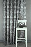 Massarelli Fon Perde Klasik Damask Desen Antrasit Gümüş Pilesiz 