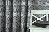 Massarelli Fon Perde Klasik Damask Desen Antrasit Gümüş Pilesiz 
