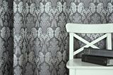 Massarelli Fon Perde Klasik Damask Desen Antrasit Gümüş Pilesiz 