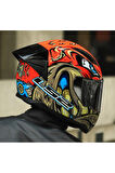 RAPID 2 RACE SPOX KIRMIZI-GRİ KAPALI MOTOSİKLET KASKI GRİ CAMLI