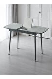 Milano Açılır Dikdörtgen Masa – Antrasit Gri, Siyah Ayak, 80×125 → 165 cm, 4–6 Kişilik (Sandalyesiz)