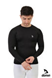 Erkek Siyah Uzun Kol Compression Fitness Gym Spor Body T-shirt