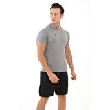 Erkek Kısa Kol Gri Compression Fitness Gym Body Tshirt