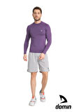 Erkek Uzun Kol Mor Ter Tutmaz Fit Compression Spor Body Tshirt
