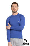 Erkek Uzun Kol Sax Mavisi Fit Compression Fitness Spor Body Tshirt