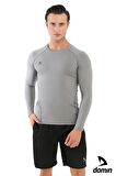 Erkek Uzun Kol Gri Compression Fitness Gym Body Tshirt